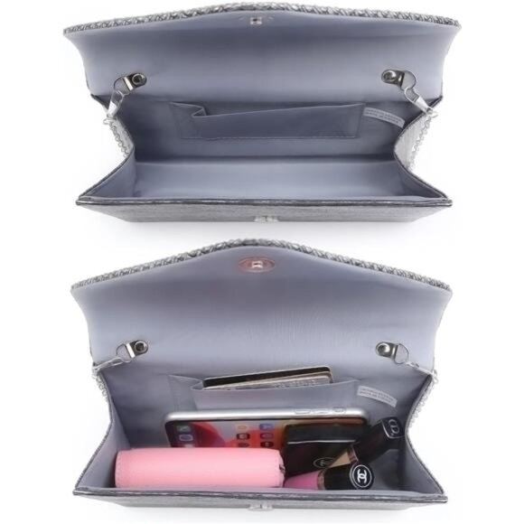 Clutch Purse Bag Crossbody Handbags Grey - Picture 5 of 6